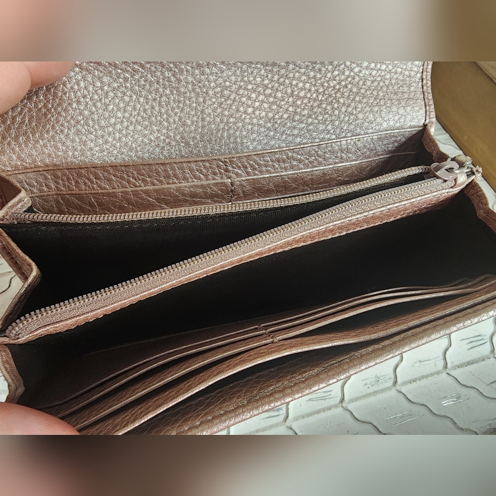 Gucci Long Wallet Signature Canvas With Pink Champagne Leather Trim - Picture 9 of 11